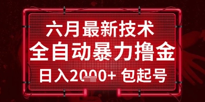 六月最新技术全自动暴力撸金，稳定日入2k+包起号，长期稳定【揭秘】-灼光资源宝库