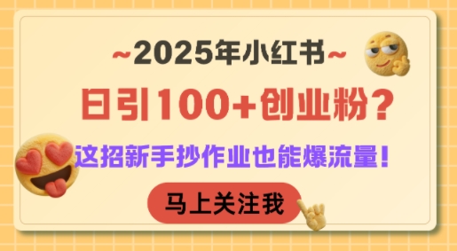 2025年小红书日引100+创业粉?这招新手抄作业也能爆流量!-灼光资源宝库