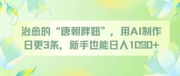 治愈的“唐朝胖妞”，用AI制作日更3条，新手也能日入多张-灼光资源宝库