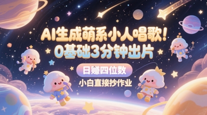 AI生成萌系小人唱歌，0基础3分钟出片，28个作品涨粉8.9W，单条最高19W赞，日入四位数，小白直接抄作业-灼光资源宝库