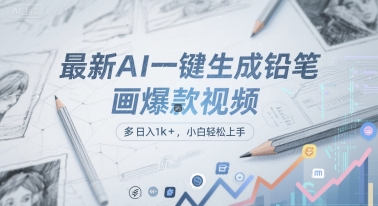 最新AI一键生成铅笔画爆款视频，多平台分发，日 入1k+，小白轻松上手【揭秘】-灼光资源宝库