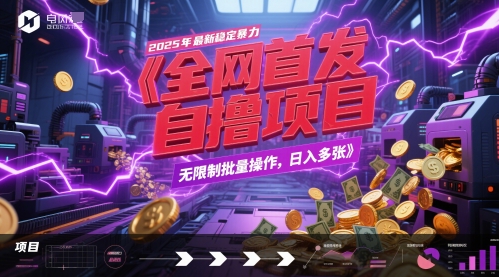 全网首发，2025年最新稳定暴力全自动自撸项目，无限制批量操作，日入多张【揭秘】-灼光资源宝库