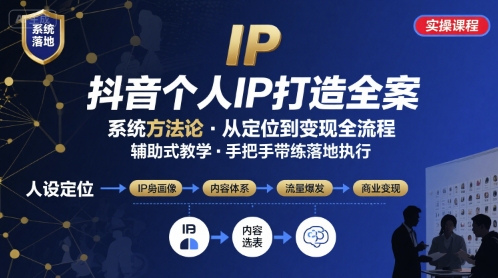 抖音个人IP系统落地实操大课,实操课程,辅助落地-灼光资源宝库