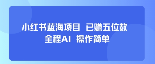 小红书蓝海项目，全程AI，操作简单，已挣五位数-灼光资源宝库
