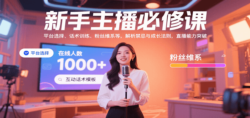 新手主播必修课：平台选择、话术训练、粉丝维系等，解析禁忌与成长法则，突破直播能力-灼光资源宝库