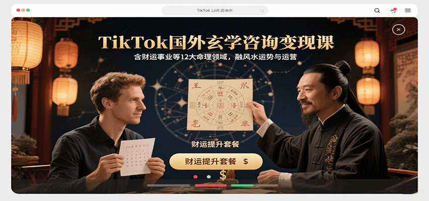 TikTok国外玄学咨询变现课，含财运事业等12大命理领域，融风水运势与运营-灼光资源宝库