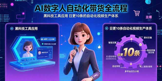 AI数字人自动化带货全流程：黑科技工具应用 日更10条的自动化视频生产体系-蘑菇资源宝库