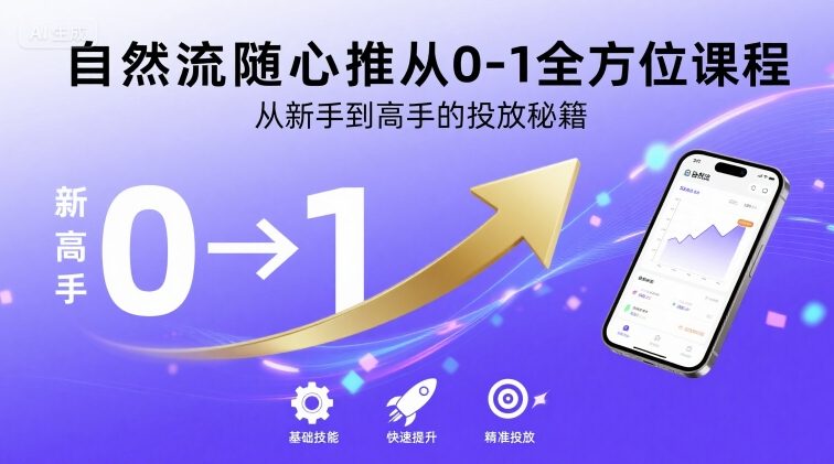 自然流随心推从0-1全方位课程，从新手到高手的投放秘籍-灼光资源宝库