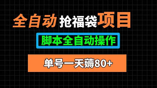 全自动抢福袋项目，单号一天80+脚本全自动操作-灼光资源宝库