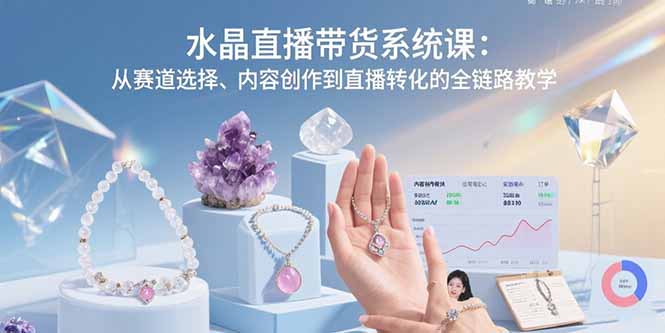 水晶直播带货系统课：从赛道选择、内容创作到直播转化的全链路教学-灼光资源宝库