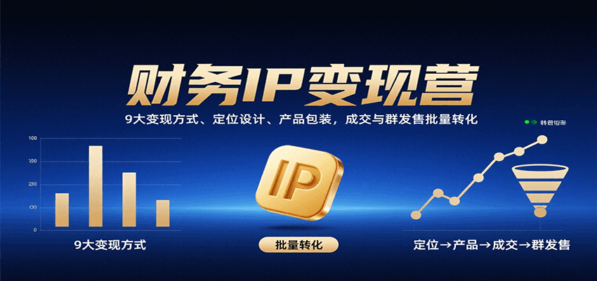 财务IP变现营：9大变现方式、定位设计、产品包装，成交与群发售批量转化-灼光资源宝库