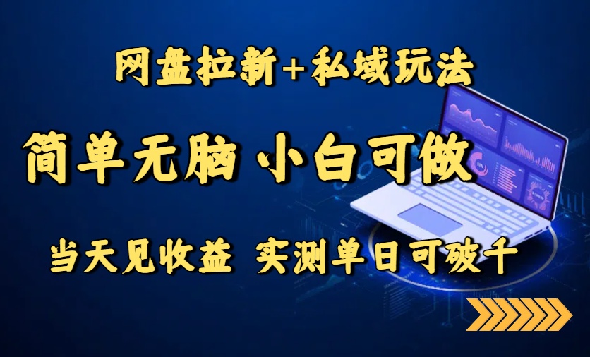 网盘拉新+私域玩法，简单无脑，小白可做，当天见收益，实测单日可破千-灼光资源宝库