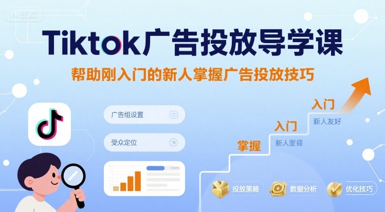 Tiktok广告投放导学课，帮助刚入门的新人掌握广告投放技巧-灼光资源宝库