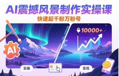 AI震撼风景制作实操课，快速起千粉万粉号-灼光资源宝库