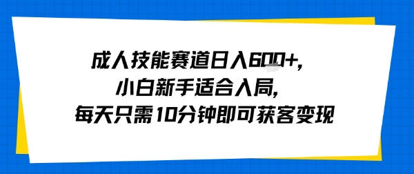 成人技能赛道日入多张，小白新手适合入局，每天只需10分钟即可获客变现-蘑菇资源宝库