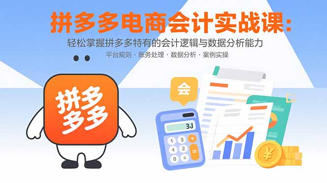 拼多多电商会计实战课：轻松掌握拼多多特有的会计逻辑与数据分析能力-灼光资源宝库
