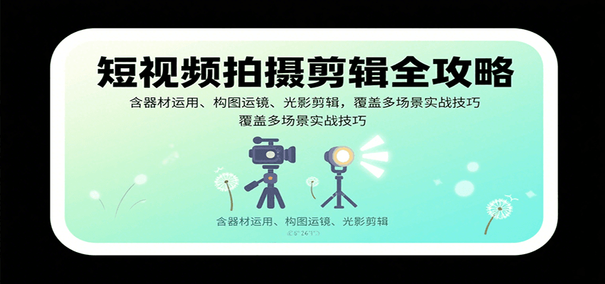 短视频拍摄剪辑全攻略:含器材运用、构图运镜、光影剪辑,覆盖多场景实战技巧-灼光资源宝库