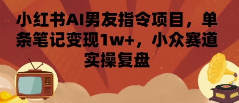 小红书AI男友指令项目，单条笔记变现1w+，小众赛道实操复盘-灼光资源宝库
