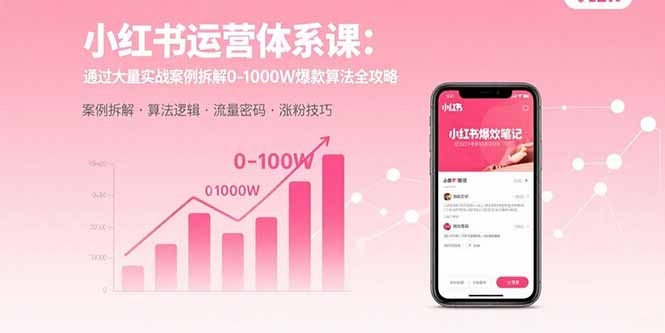 小红书运营体系课：通过大量实战案例拆解0-1000W爆款算法全攻略-灼光资源宝库