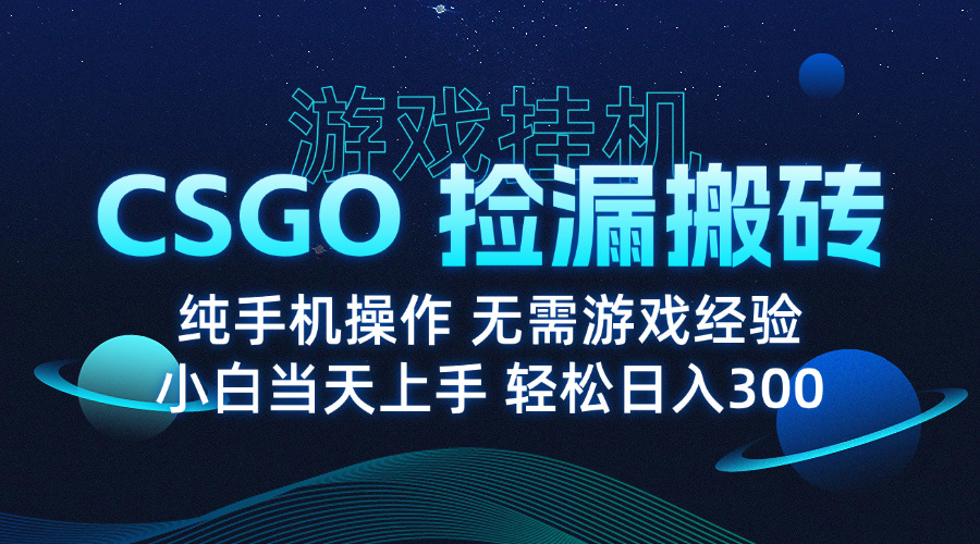8月最新游戏搬砖，CSGO纯挂机，不需要玩游戏，实现真挂机，月入1W+-灼光资源宝库
