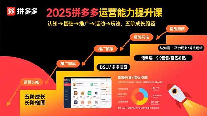 2025拼多多运营能力提升课：认知→基础→推广→活动→玩法，五阶成长路径-灼光资源宝库