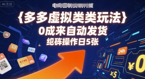 多多虚拟类目玩法，0成本全自动发货，矩阵操作日5张-灼光资源宝库