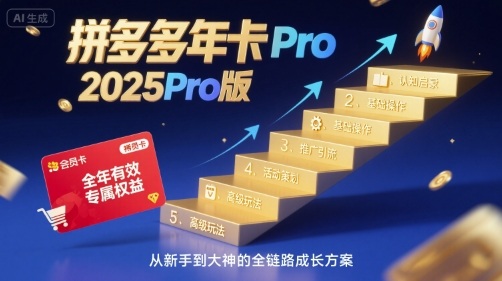 拼多多年卡2025Pro版,五大板块从认知到基础、从推广到活动、从活动到玩法-灼光资源宝库