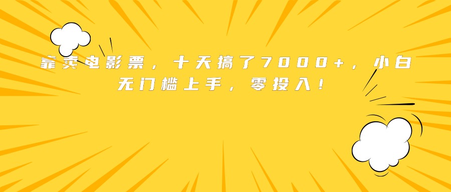 靠卖电影票，十天搞了7000+，小白无门槛上手，零投入！-灼光资源宝库