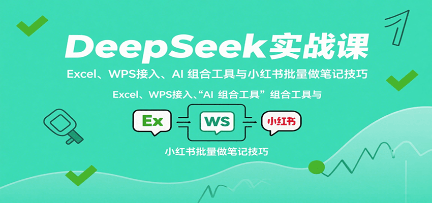 DeepSeek实战课：Excel、WPS接入、AI 组合工具与小红书批量做笔记技巧-灼光资源宝库