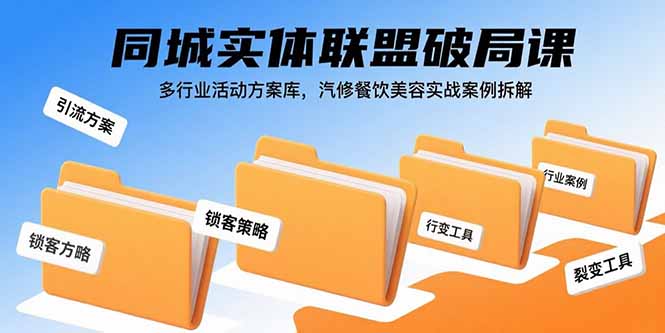 同城实体联盟破局课，多行业活动方案库，汽修餐饮美容实战案例拆解-灼光资源宝库