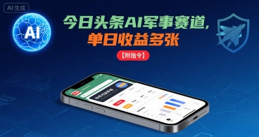 今日头条AI军事赛道，单日收益多张 ，手机可做【附指令】-灼光资源宝库