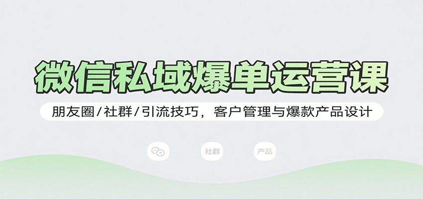微信私域爆单运营课：朋友圈/社群/引流技巧，客户管理与爆款产品设计-灼光资源宝库