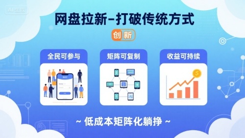 网盘拉新-打破传统方式，低成本矩阵化躺挣，全民可参与、矩阵可复制、收益可持续【揭秘】-灼光资源宝库