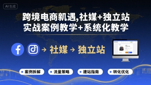 跨境电商新机遇，社媒+独立站，实战案例教学+系统化教学-灼光资源宝库