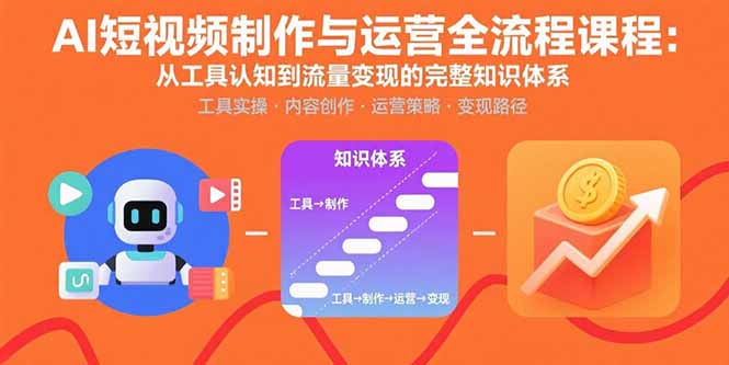 AI短视频制作与运营全流程课程：从工具认知到流量变现的完整知识体系-灼光资源宝库
