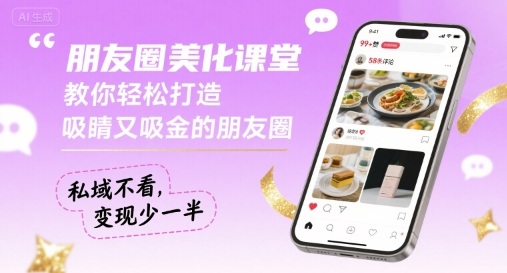 朋友圈美化课堂,教你轻松打造,吸睛又吸金的朋友圈,私域不看,变现少一半-蘑菇资源宝库