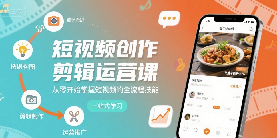 短视频创作剪辑运营课，从零开始掌握短视频的全流程技能-灼光资源宝库