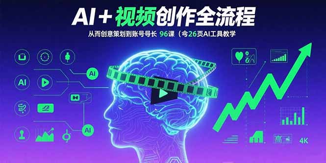 AI+短视频创作全流程：从创意策划到账号增长，96节课(含26项AI工具教学-灼光资源宝库