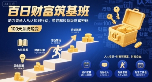 百日财富筑基班，助力普通人从认知到行动，带你解锁顶级财富密码-蘑菇资源宝库