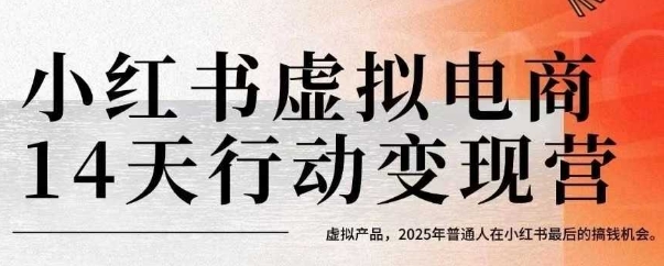 小红书虚拟电商14天变现训练营，虚拟产品，2025年普通人在小红书最后的搞钱机会(更新)-灼光资源宝库
