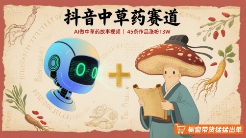 抖音中草药赛道，用AI做中草药故事视频，45条作品涨粉13W，橱窗带货猛猛出单-灼光资源宝库
