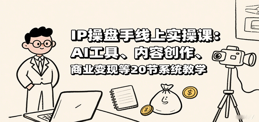 IP操盘手线上实操课：AI工具、内容创作、商业变现等20节系统教学-灼光资源宝库