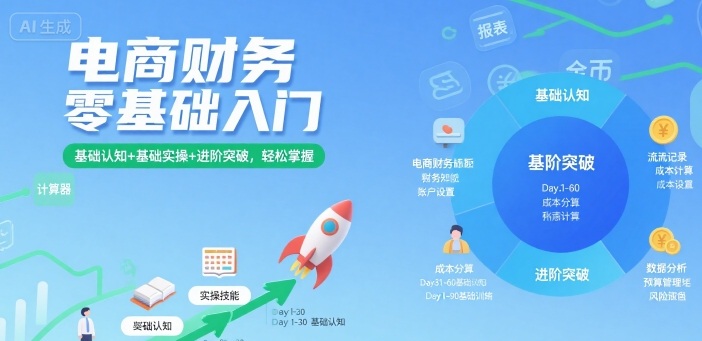 电商财务零基础入门，基础认知+基础实操+进阶突破，轻松掌握-灼光资源宝库