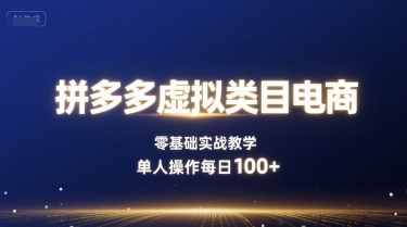 拼多多虚拟类目电商，零基础实战教学，单人操作每日100+-灼光资源宝库
