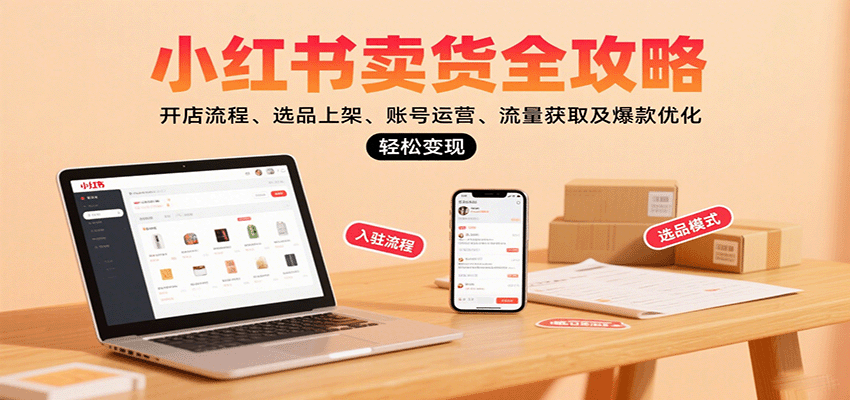 小红书卖货全攻略：开店流程、选品上架、账号运营、流量获取及爆款优化，轻松变现-蘑菇资源宝库