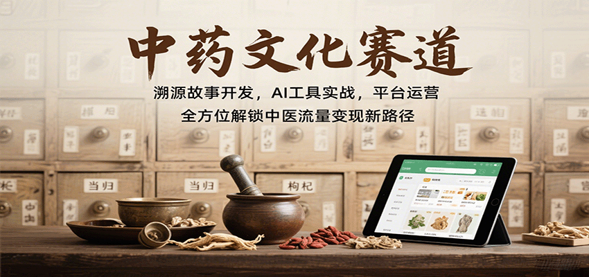 中药文化赛道:溯源故事开发,AI工具实战,平台运营,全方位解锁中医流量变现新路径-灼光资源宝库