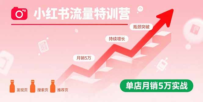小红书流量特训营：突破流量瓶颈，实现店铺持续增长，单店月销5万实战-灼光资源宝库