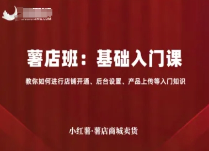 小红薯薯店商城卖货，基础入门课，教你如何进行店铺开通、后台设置、产品上传等入门知识-灼光资源宝库
