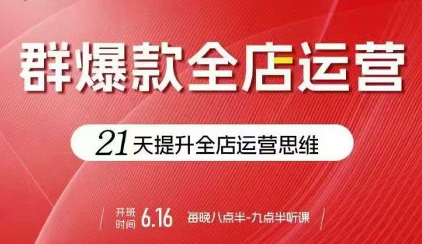 贾真电商群爆款全店运营，21天提升全店运营思维，起店、全店运营爆款不断-灼光资源宝库