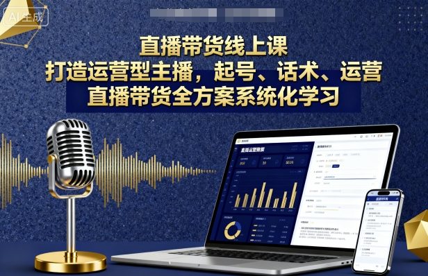 直播带货线上课，打造运营型主播，起号、话术、运营，直播带货全方案系统化学习-灼光资源宝库